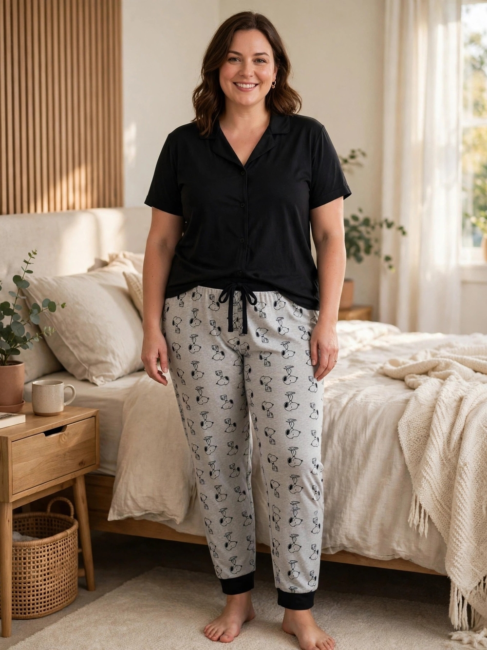 Snoopy Excellent Condition Black/ Gray Printed PJ Lounge Pants. Ladies XXL.